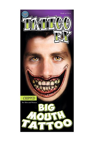 Chipped Big Mouth Temporary Tattoo