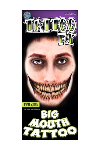 Evil Grin Big Mouth Temporary Tattoo