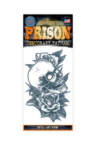 Skull And Roses Temporary Prison Tattoo