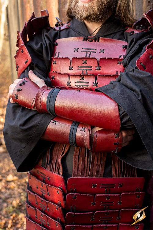 Samurai Armor Iron Bracers, Samurai Cosplay Armoured Leather Pair